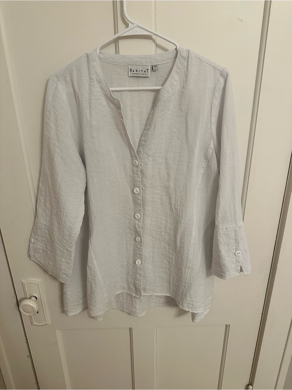 Habitat White Tunic Blouse Women’s Small Classic Coastal